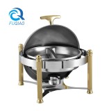 Round roll chafing dish w/golden accent 