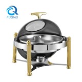 Round roll chafing dish w/golden accent &show window