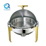 Roung roll chafing dish w/golden accent 