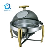 Round rolll chafing dish w/gloden accent &show window 