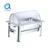 Oblong roll chafing dish w/PC cover w/ electric control water pan 