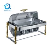 Oblong roll top chafing dish w/golden accent&Show window