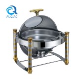 Round roll chafing dish w/gloden accent &show window 