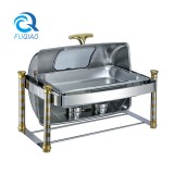 Oblong roll top chafing dish w/golden accent&Show window