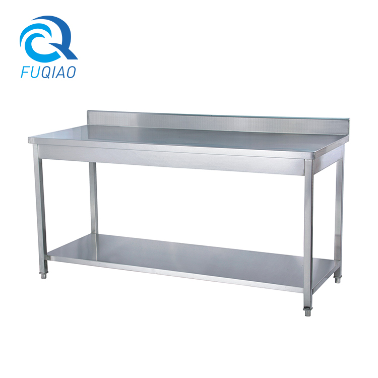 Square tube 2-tier worktable with backsplash 