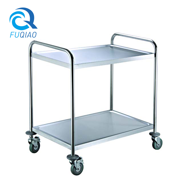 Stainless steel two-layer dining cart(round tube)