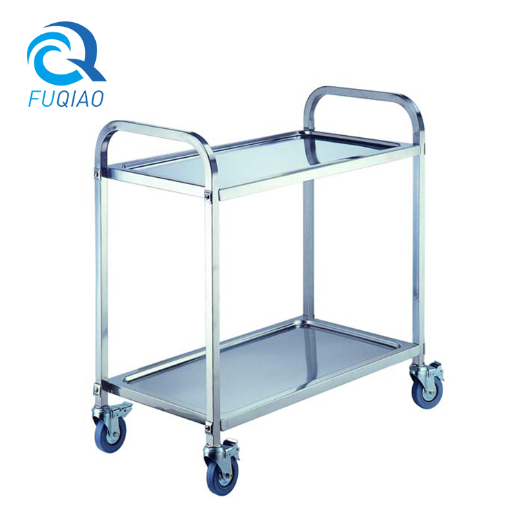Stainless steel two layer dining cart(square tube)