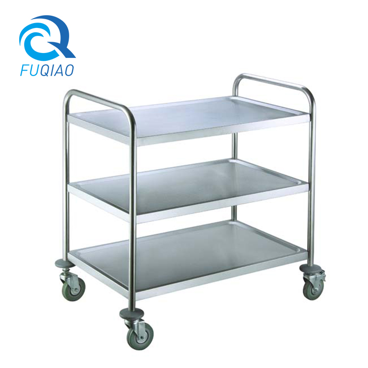 Stainless steel three-layer dining cart (roung tube)