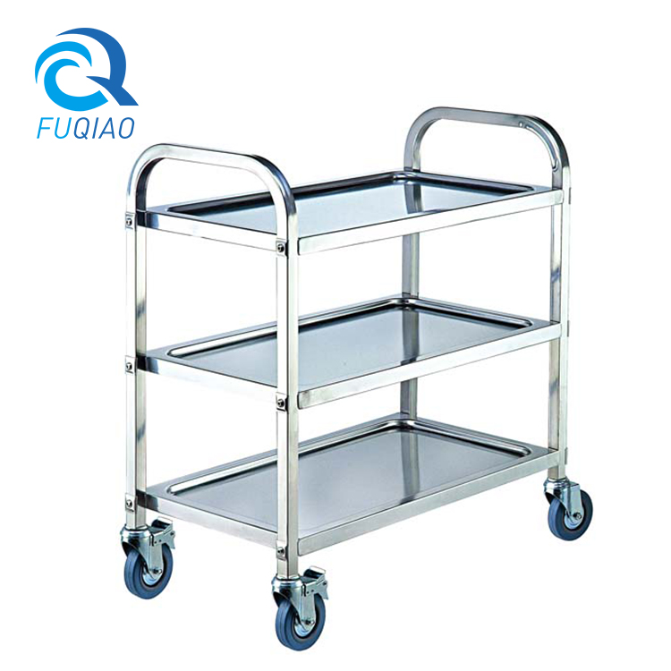Stainless steel three-layer dining cart(square tube)