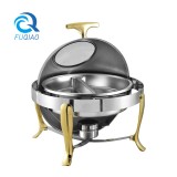 Round roll chafing dish w/gloden accent &show window