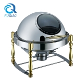 Round roll chafing dish w/gloden accent&show window 